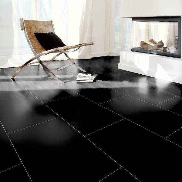 Kronotex Gloss Black Laminate Tiles, Gloss Tile Flooring