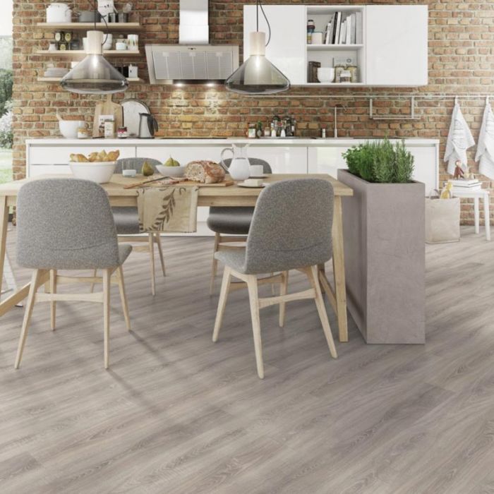 Prestige Toscolano Light Grey Oak 8mm V, Grey Laminate Flooring Kitchen