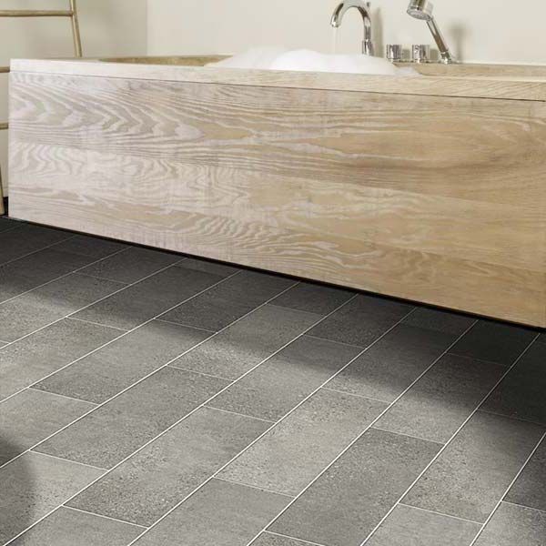 Ultrafelt Mode Dark Grey Tile Cushioned, Dark Grey Vinyl Flooring Bathroom