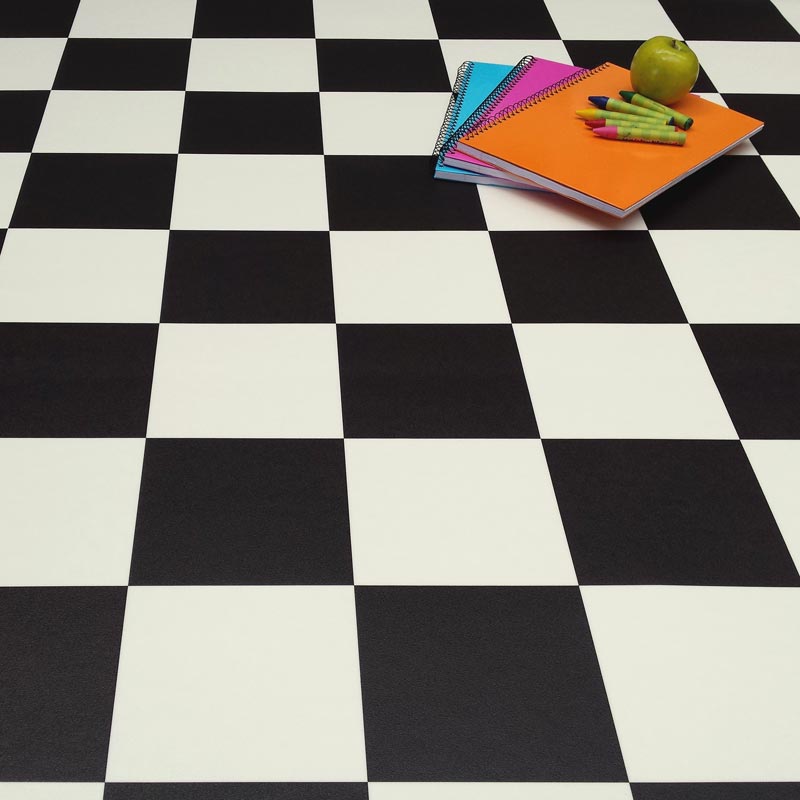 Ecostep Black And White Chequerboard 599 Factory Direct Flooring Ecostep Black White Chequerboard 599 Cushioned Vinyl Flooring